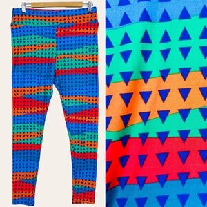 LuLaRoe Multicolored Triangle Geometric Groovy Printed High Rise Casual Leggings